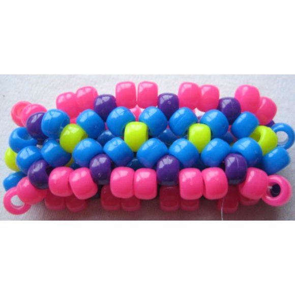 4 Neon Kandi Daisy Bracelet Mini Kandi Cuffs Rave Ready - Picture 3 of 6